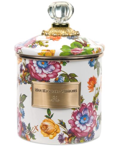 Белая банка Mackenzie-Childs White Flower Market Small Canister