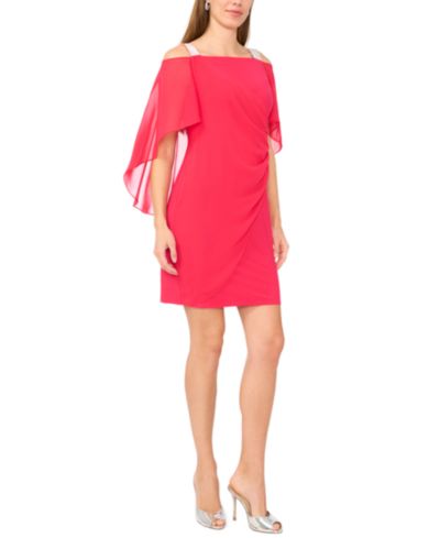 MSK Women's Beaded-Strap Capelet-Back Dress
