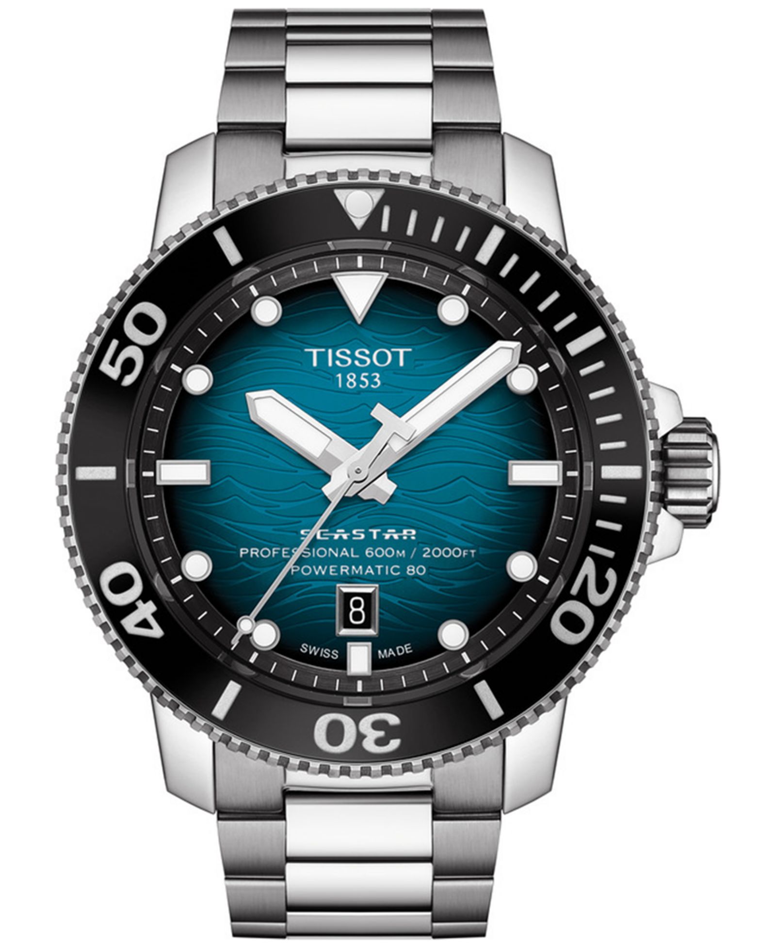 Мужские часы Tissot Swiss Automatic Seastar Stainless Steel Bracelet 46mm