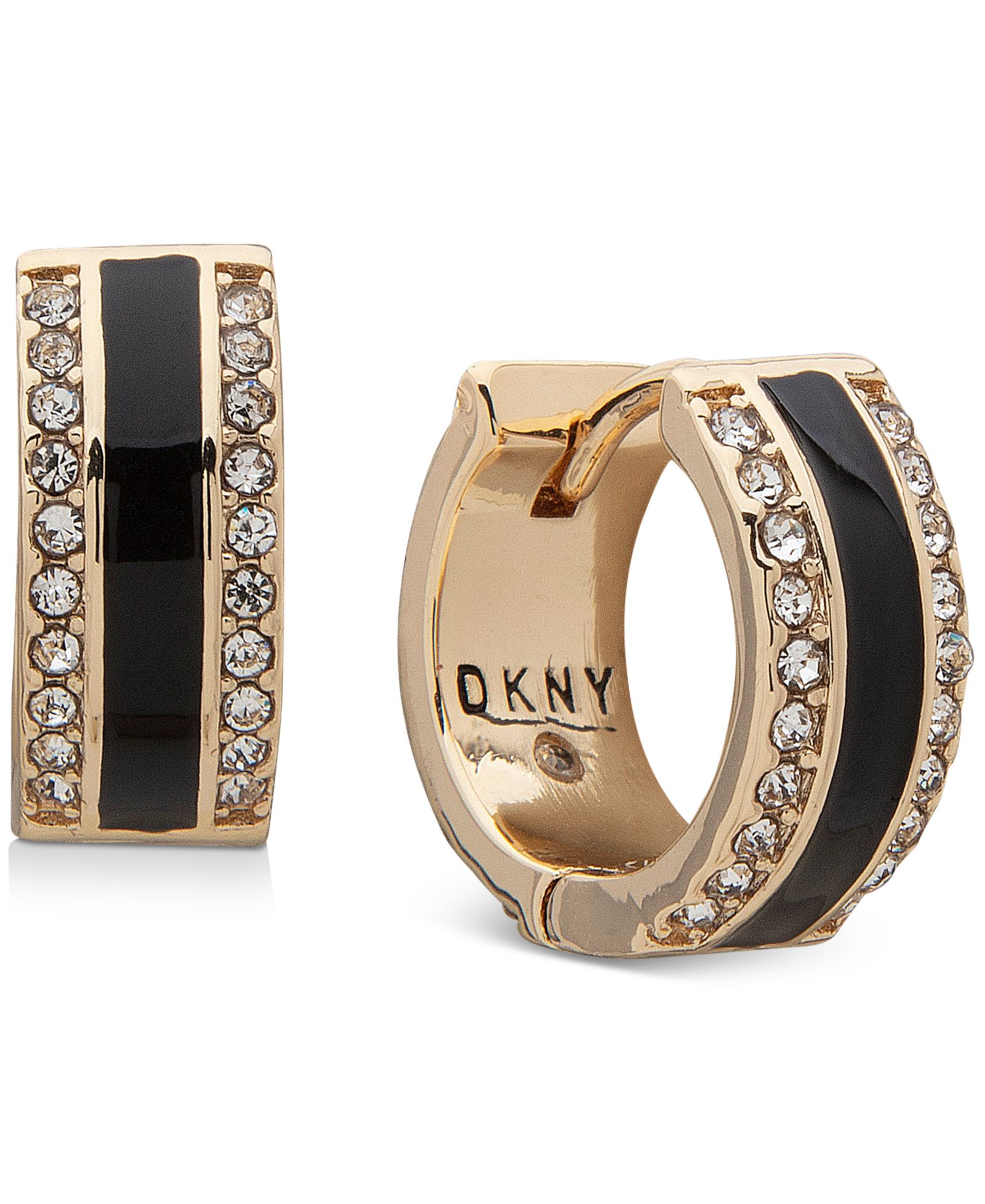 DKNY серьги-кольца Gold-Tone Pavé