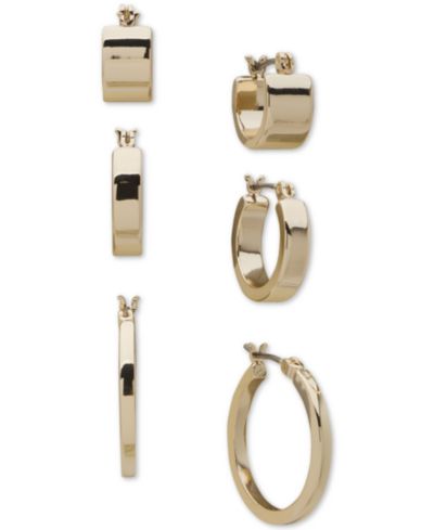DKNY Gold-Tone Hoop Earrings - Set of 3