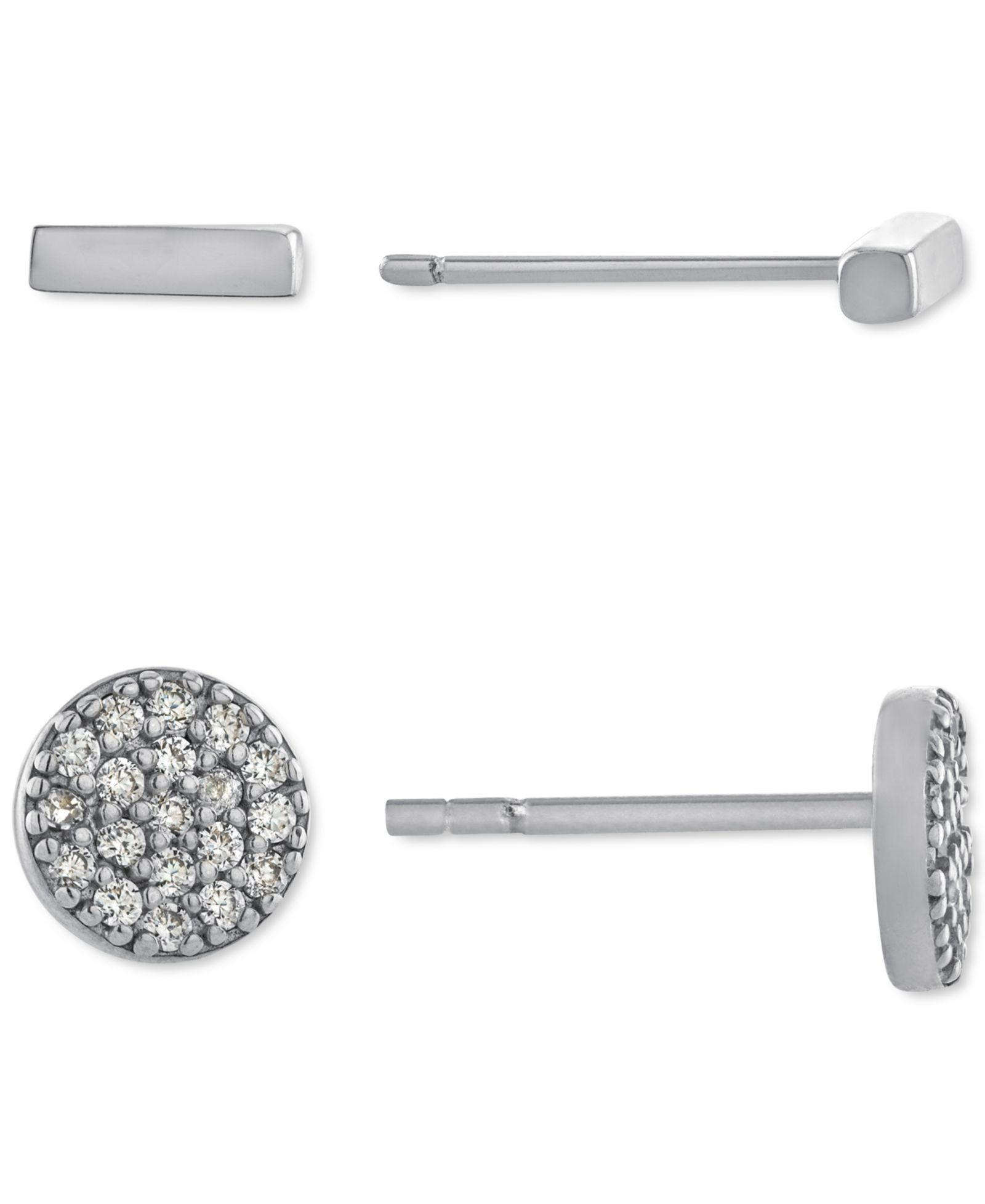 Серьги-гвоздики Giani Bernini 2-Pc. Cubic Zirconia Cluster & Bar Gold-Plated Sterling Silver
