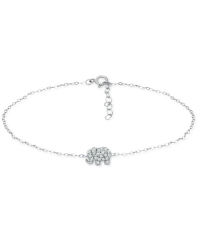 Giani Bernini браслет на щиколотку с кубическим цирконием Elephant Chain Link из стерлингового серебра