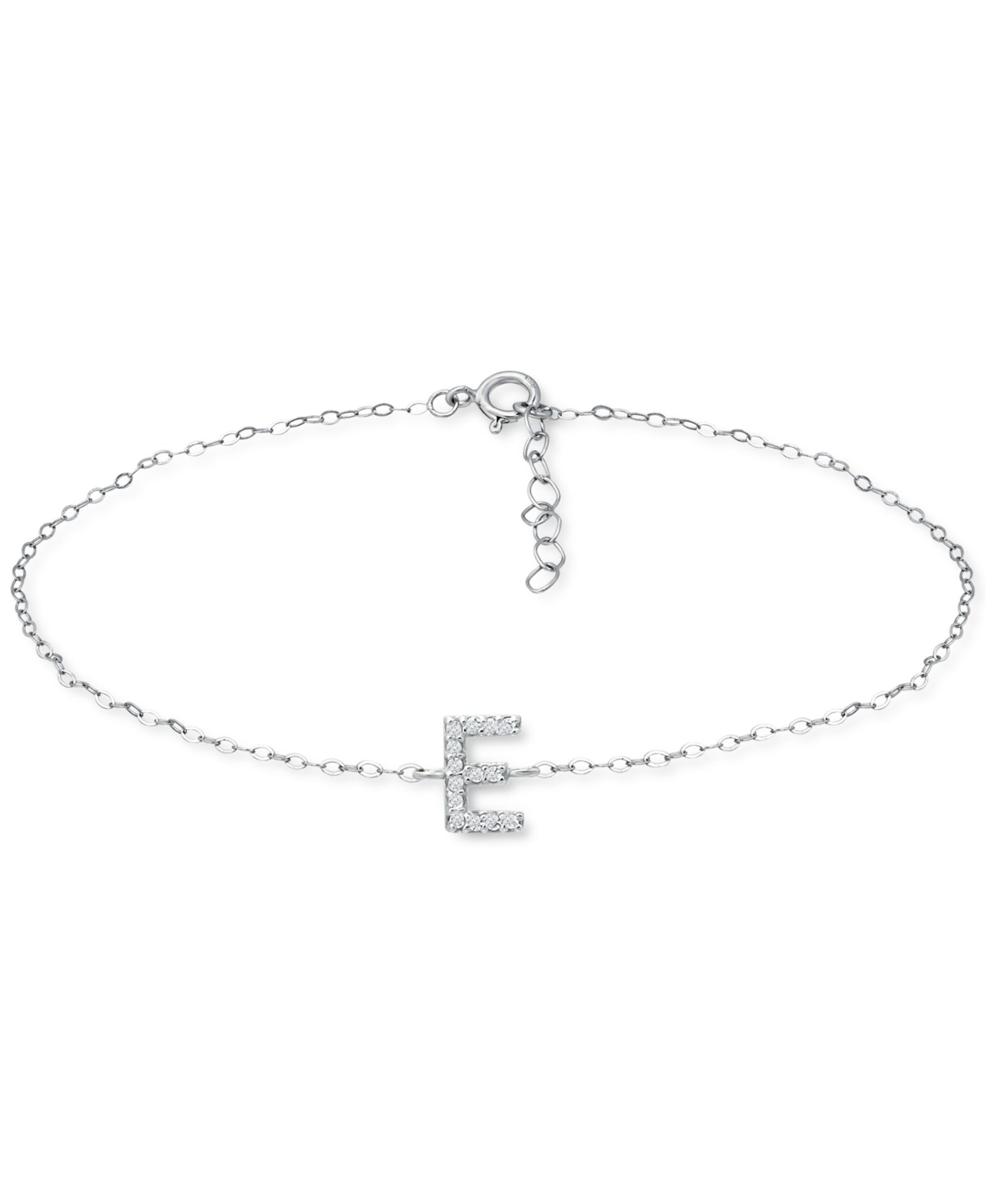 Giani Bernini Cubic Zirconia Initial Ankle Bracelet in Sterling Silver, Created for Macys