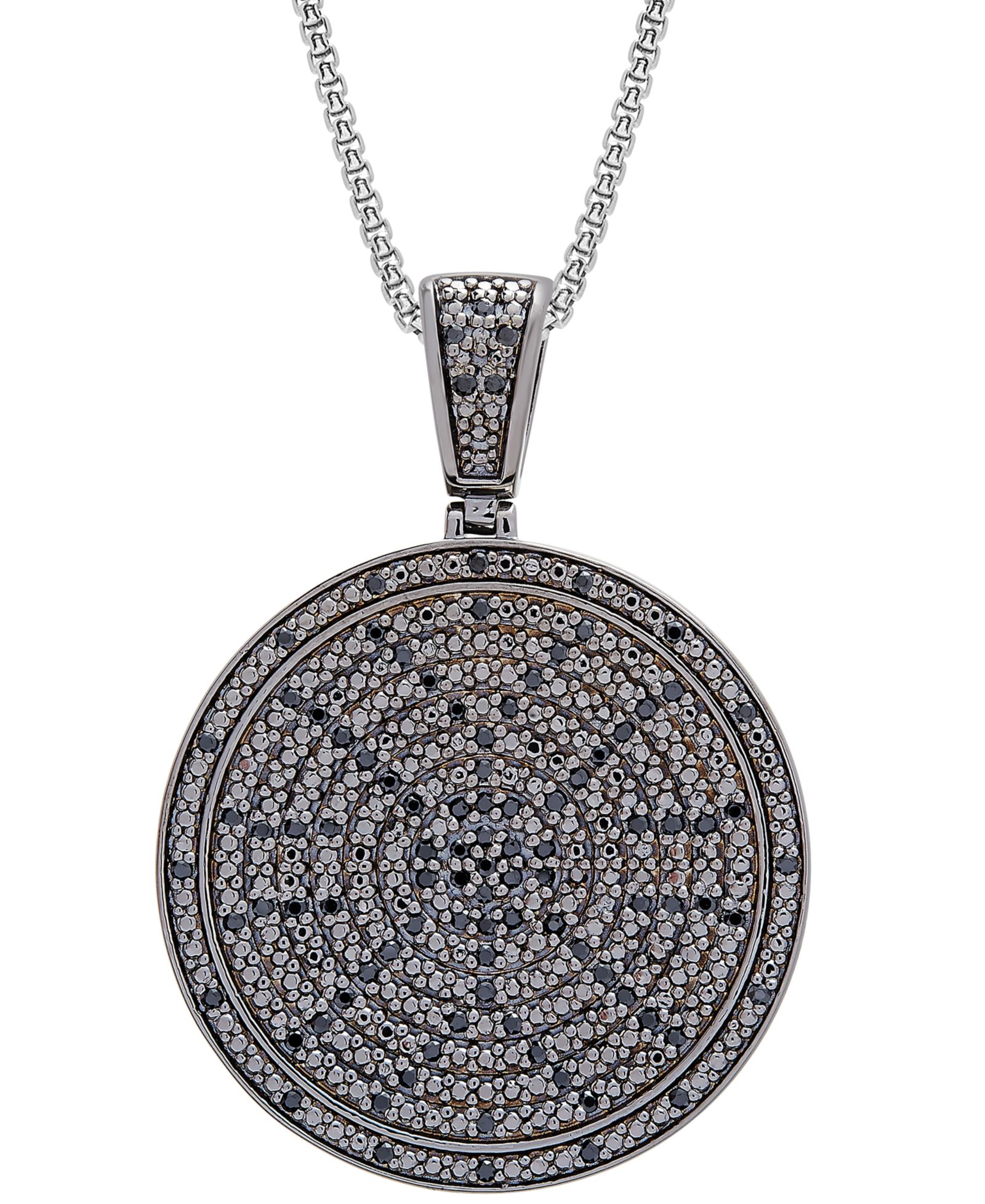 Men's Diamond Circle 22" Pendant Necklace (1/2 ct. t.w.) in Sterling Silver (Also in Black Diamond)