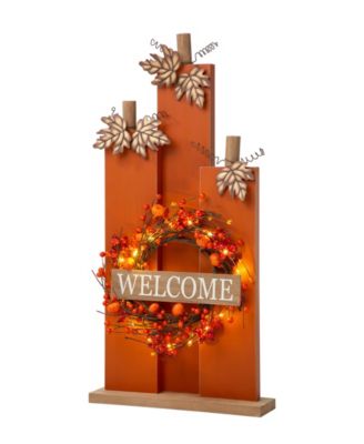 Декор тыква деревянная Glitzhome 30" с венком