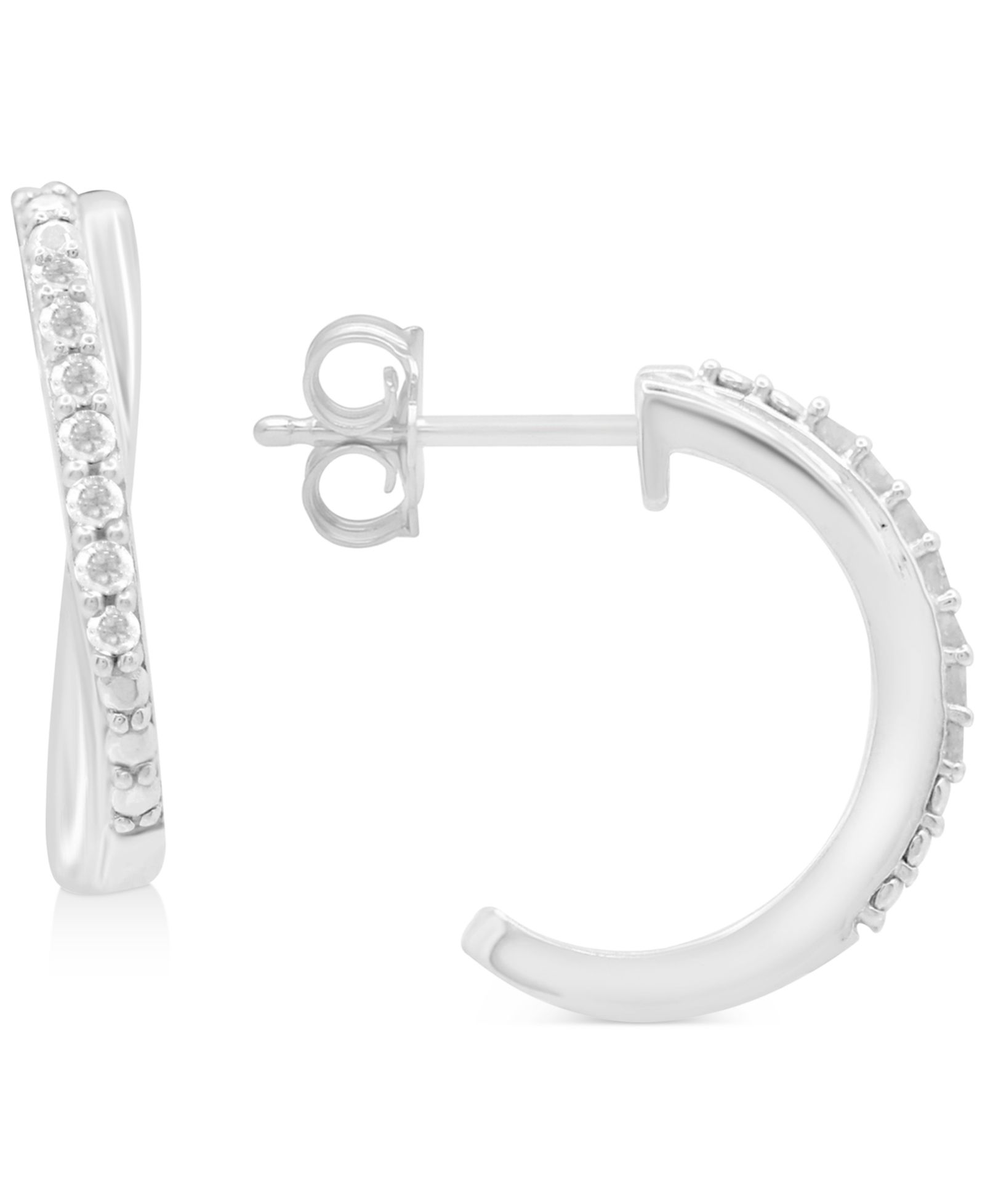 Серьги-кольца Diamond Crossover Hoop в Sterling Silver (1/10 ct. t.w.)