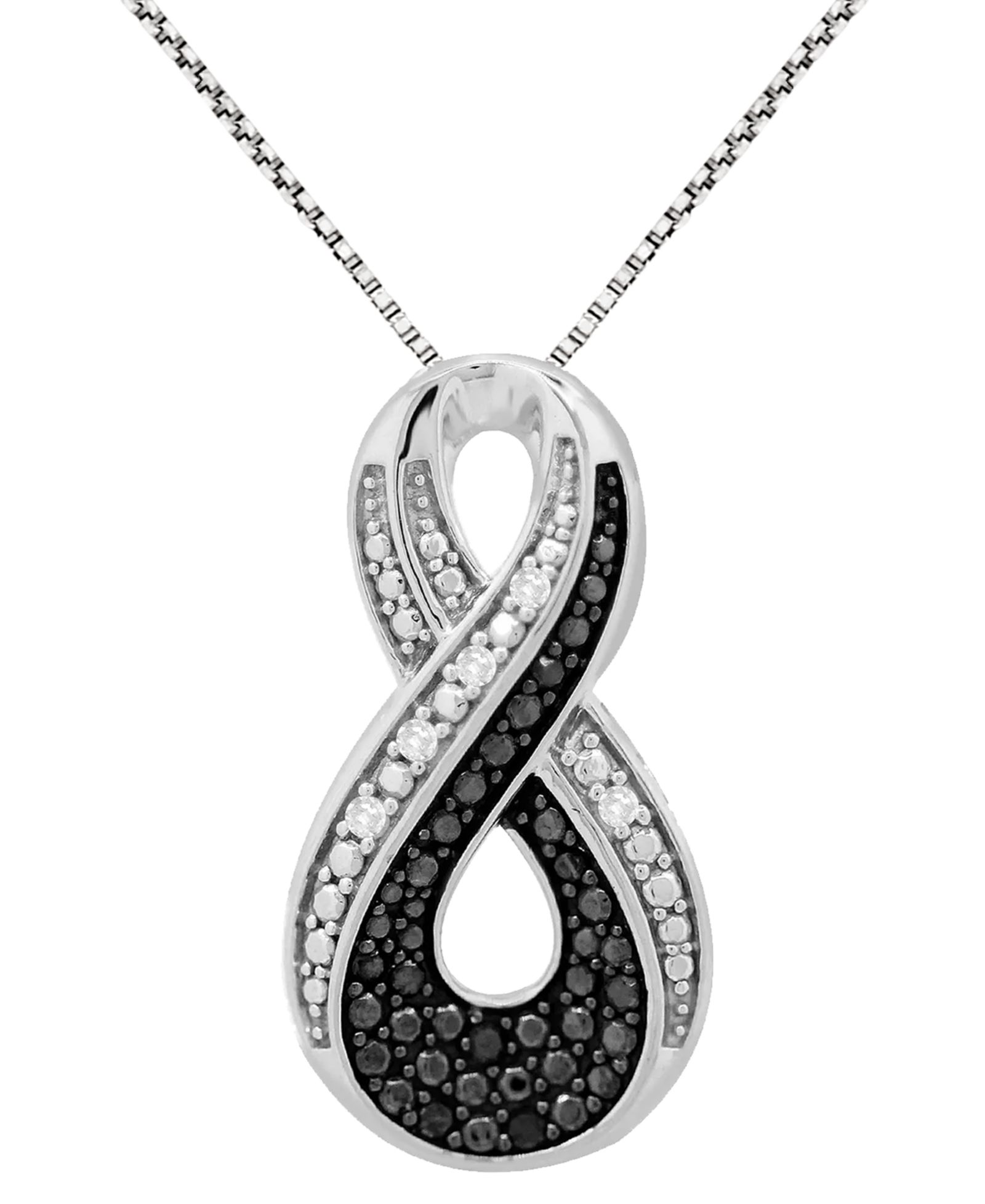 Подвеска-кулон Black & White Diamond Infinity 18" в серебре Sterling Silver