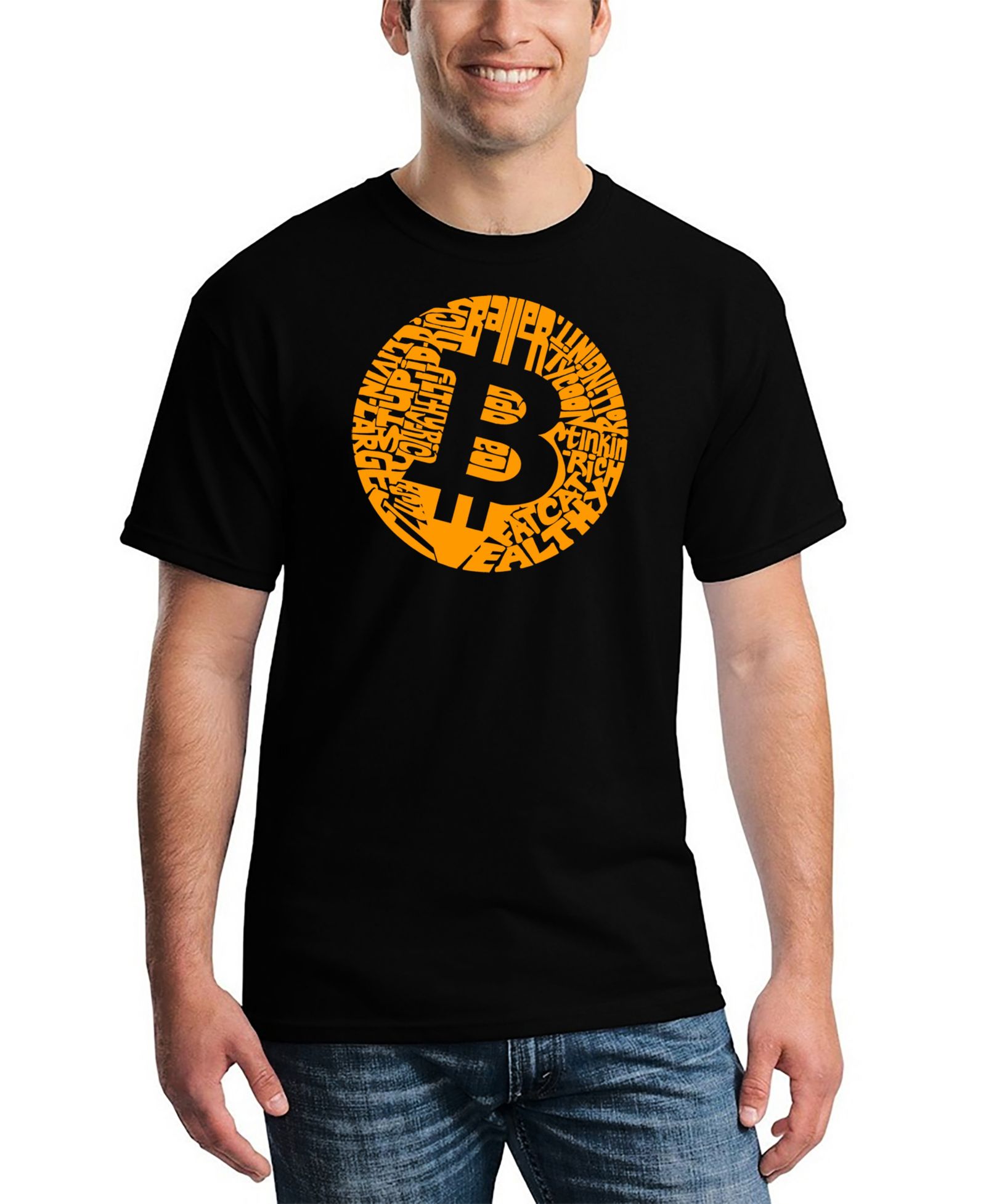 LA Pop Art Men's Bitcoin Word Art T-shirt