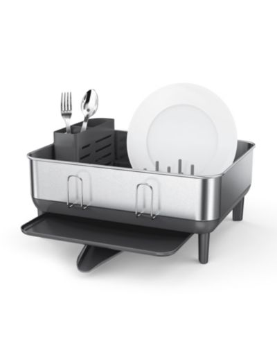 Simplehuman Compact Steel Frame Dish Drying Rack with Swivel Spout Drain