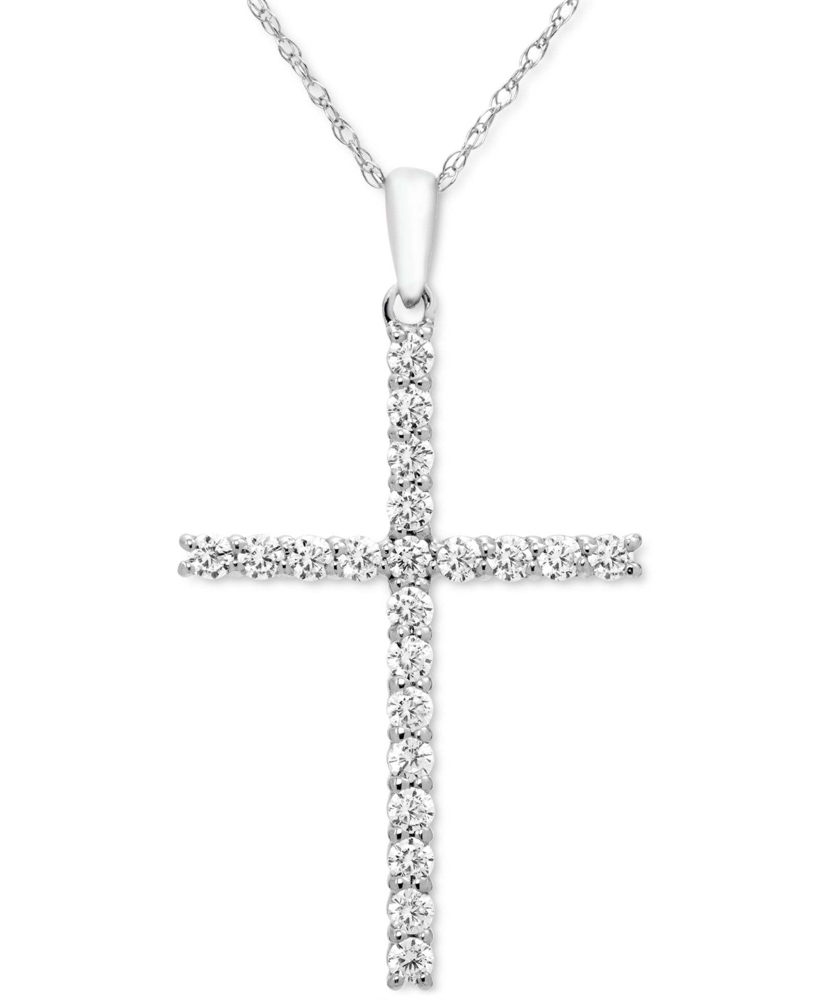 Ожерелье с кулоном Diamond Cross 18" (1/2 ct. t.w.) в 14k White, Yellow or Rose Gold