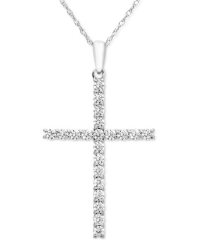 Ожерелье с кулоном Diamond Cross 18" (1/2 ct. t.w.) в 14k White, Yellow or Rose Gold