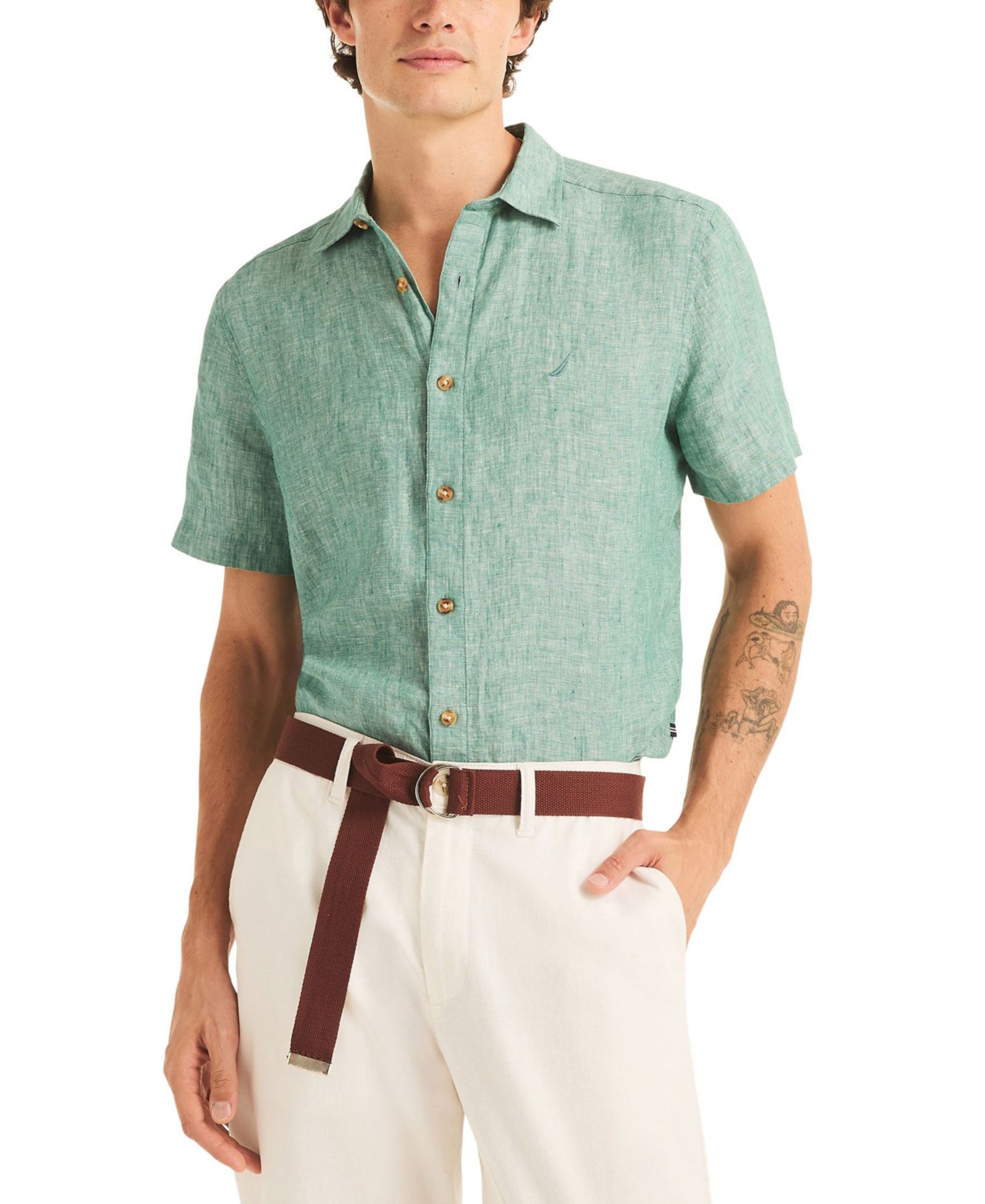 Nautica Men's Short-Sleeve Linen Shirt