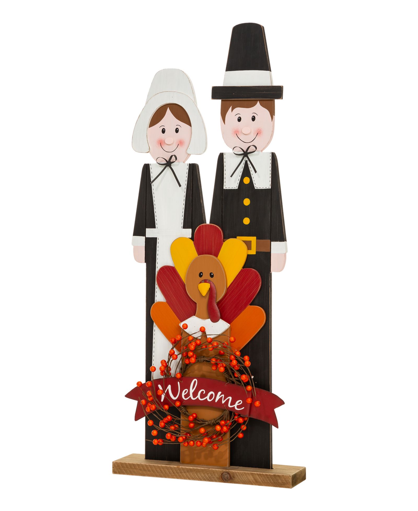 Glitzhome Декор для крыльца на День благодарения Pilgrim Couple, 36"