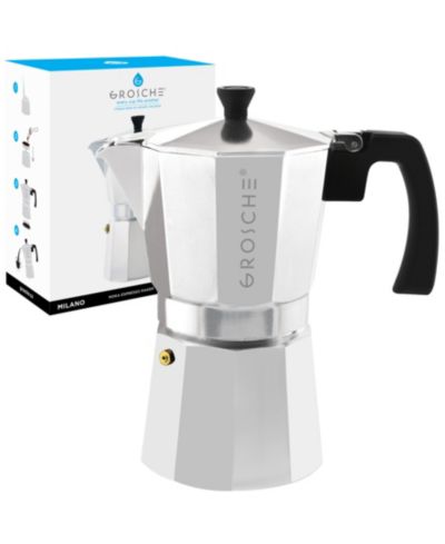GROSCHE Milano Гейзерная кофеварка Moka Pot, 9 чашек, 15.2 oz