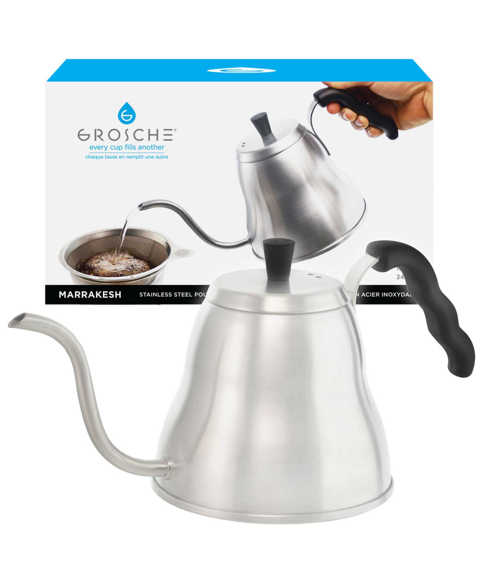 GROSCHE Marrakesh стальной чайник с носиком для воронки, объем 34 fl oz