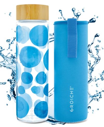 GROSCHE Стеклянная бутылка для воды с бамбуковой крышкой