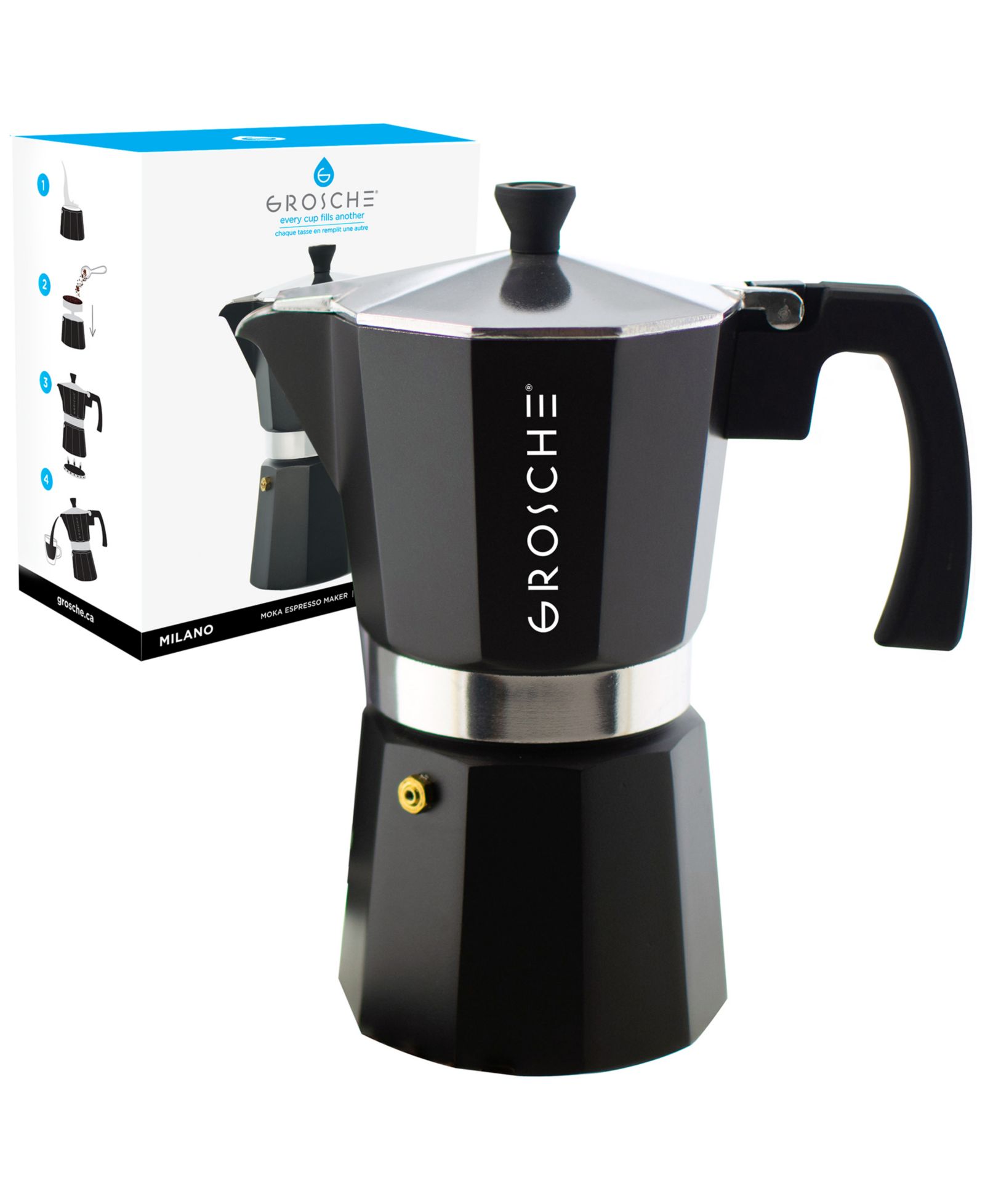 GROSCHE Milano Stovetop Espresso Maker Moka Pot 12 Espresso Cup Size 23.6 oz