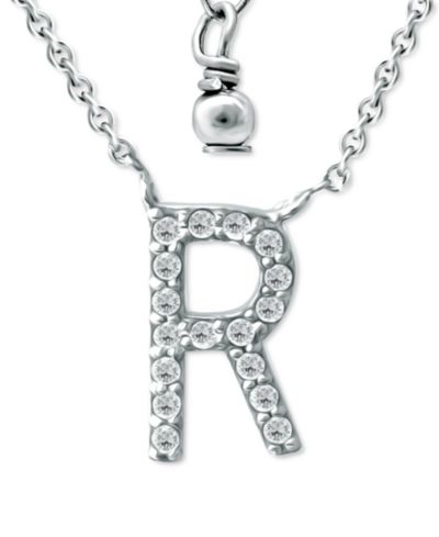 Giani Bernini Cubic Zirconia Initial Pendant Necklace, 16" + 2" extender, Created for Macy's
