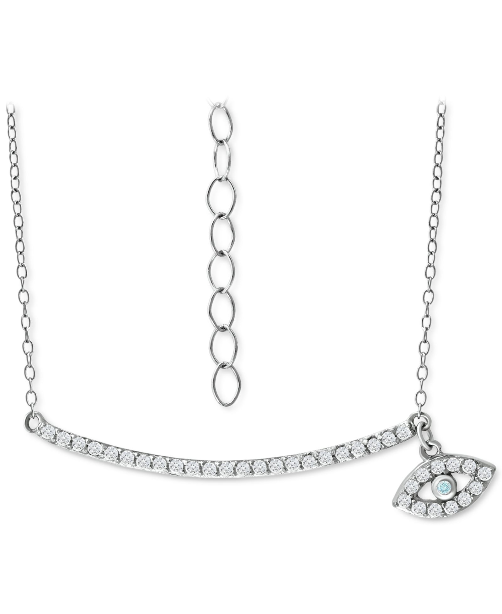 Giani Bernini Ожерелье с подвеской cubic zirconia curved bar & evil eye