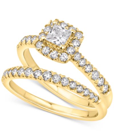Diamond Princess Halo Bridal Set (1 ct. t.w.) in 14k White or Yellow Gold