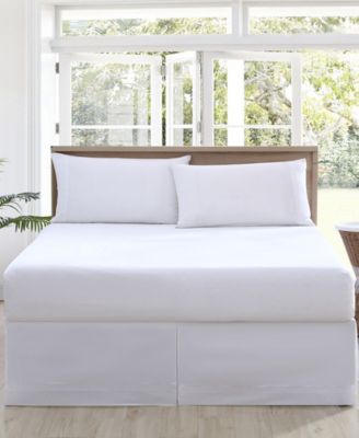 Tommy Bahama Home Покровало на кровать Queen, Solid Pleated Cotton Sateen Tailored Bed Skirt