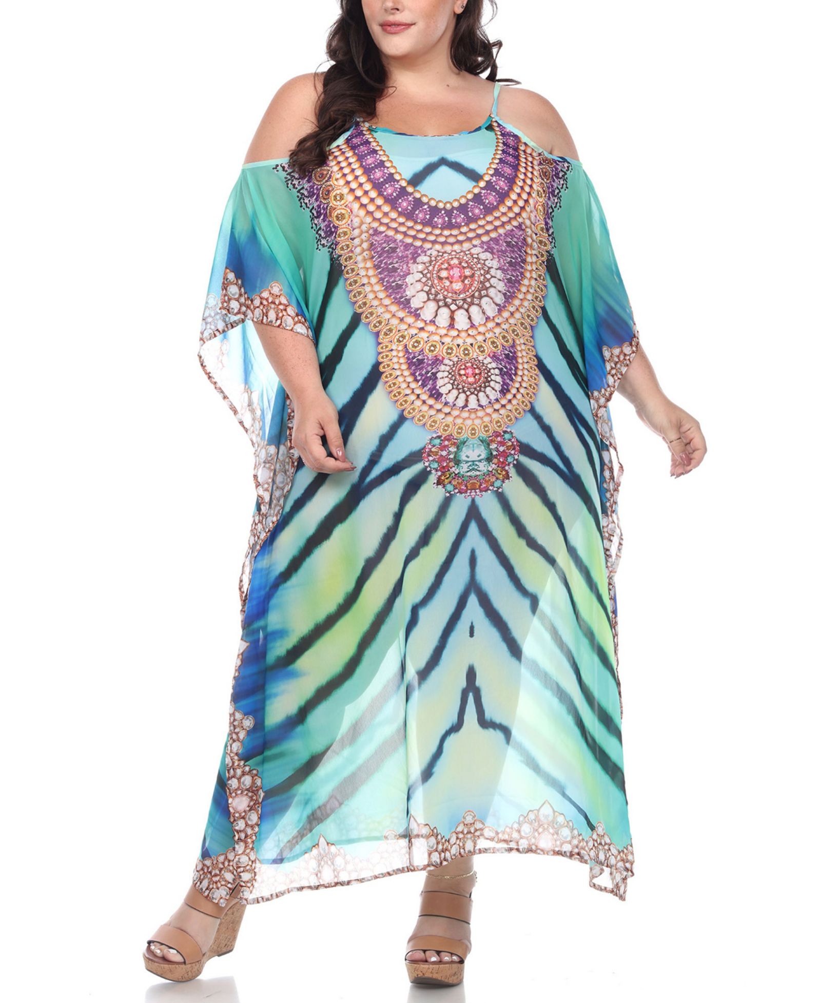 Plus Size Sheer Maxi Caftan