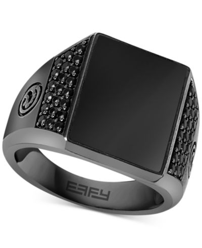 Мужское кольцо EFFY Onyx and Black Spinel в черном родии