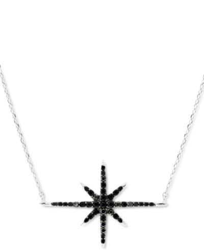 Подвеска Black Spinel Starburst из стерлингового серебра 18" + 2"