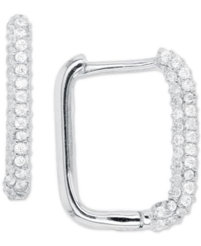 Серьги-кольца с квадратными камнями Cubic Zirconia Pavé