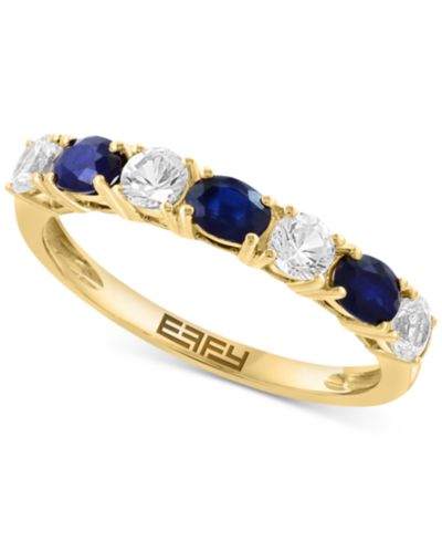 EFFY® кольцо Band в 14k White Gold с синим и белым сапфиром