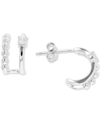 Серьги-кольца Cubic Zirconia Cuff Hoop из стерлингового серебра