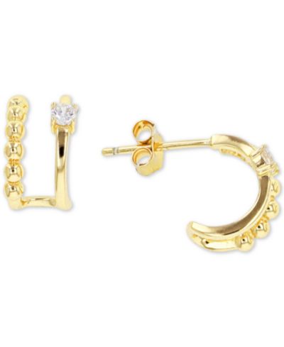 Серьги-кольца Cubic Zirconia Cuff Hoop из стерлингового серебра