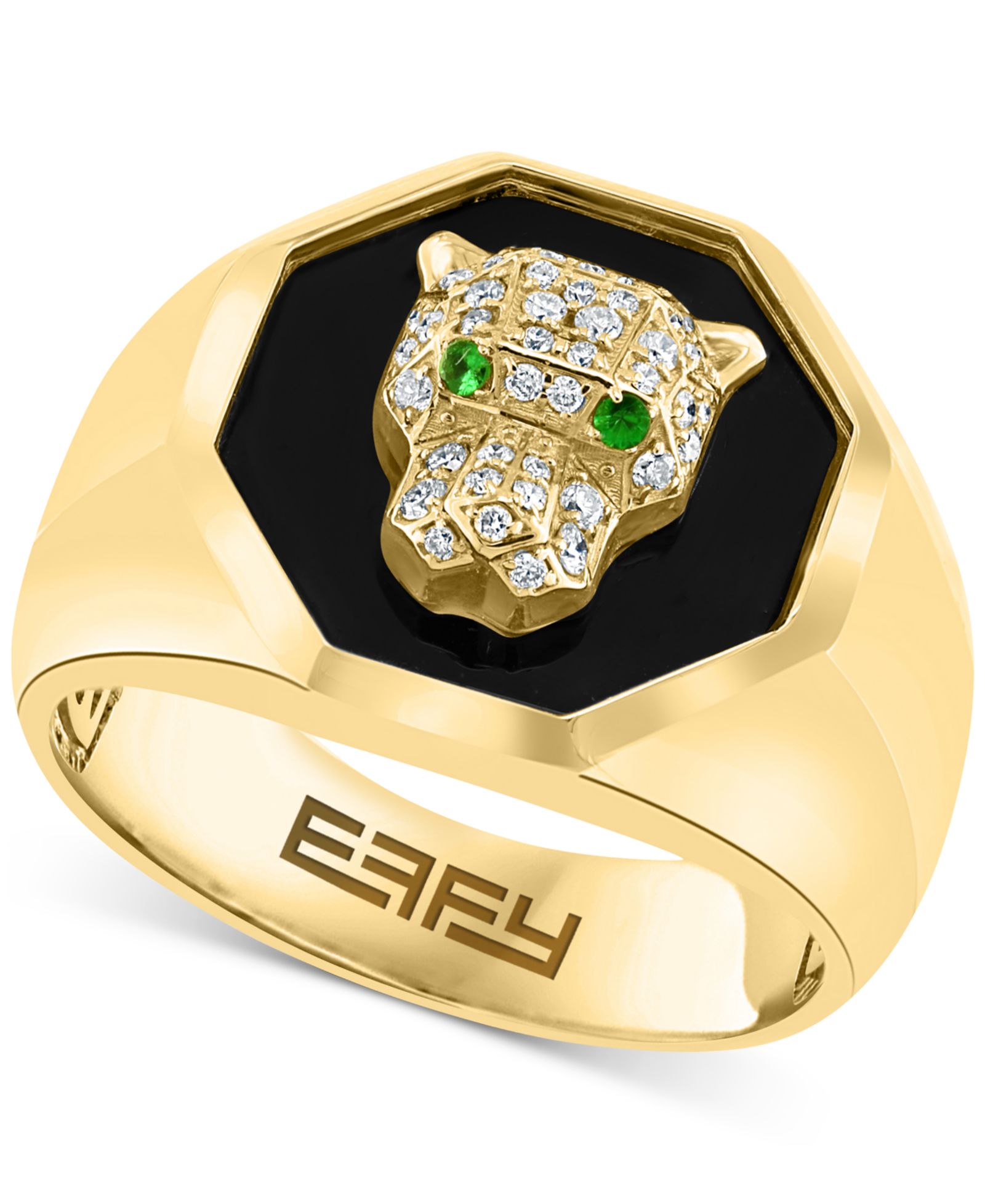 Мужское кольцо effy® onyx diamond & tsavorite 14k gold