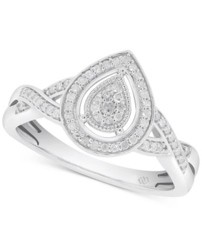Кольцо с бриллиантом в форме капли (1/5 ct. t.w.) из стерлингового серебра