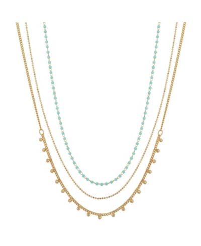 14K Gold Flash Plated 3-Pieces Layered Chain Necklace Set