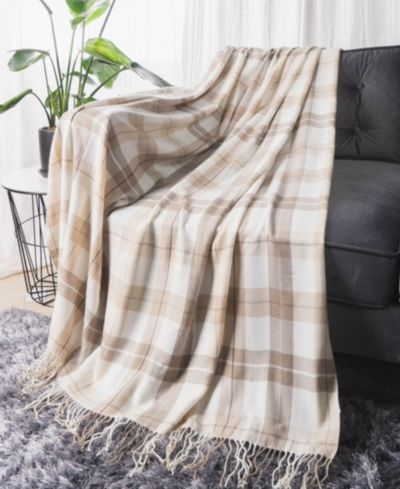 Плед в клетку Happycare Textiles Yarn-Dyed Woven Plaid Fringe, 60" x 50"