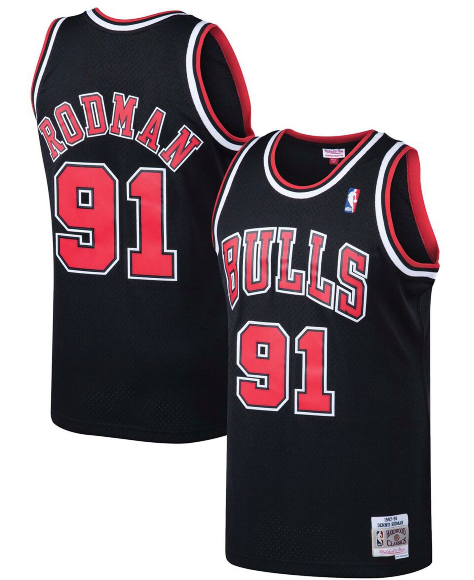 Мужская джерси Chicago Bulls 1997/98 Hardwood Classics Swingman от Mitchell & Ness, Деннис Родман, черная