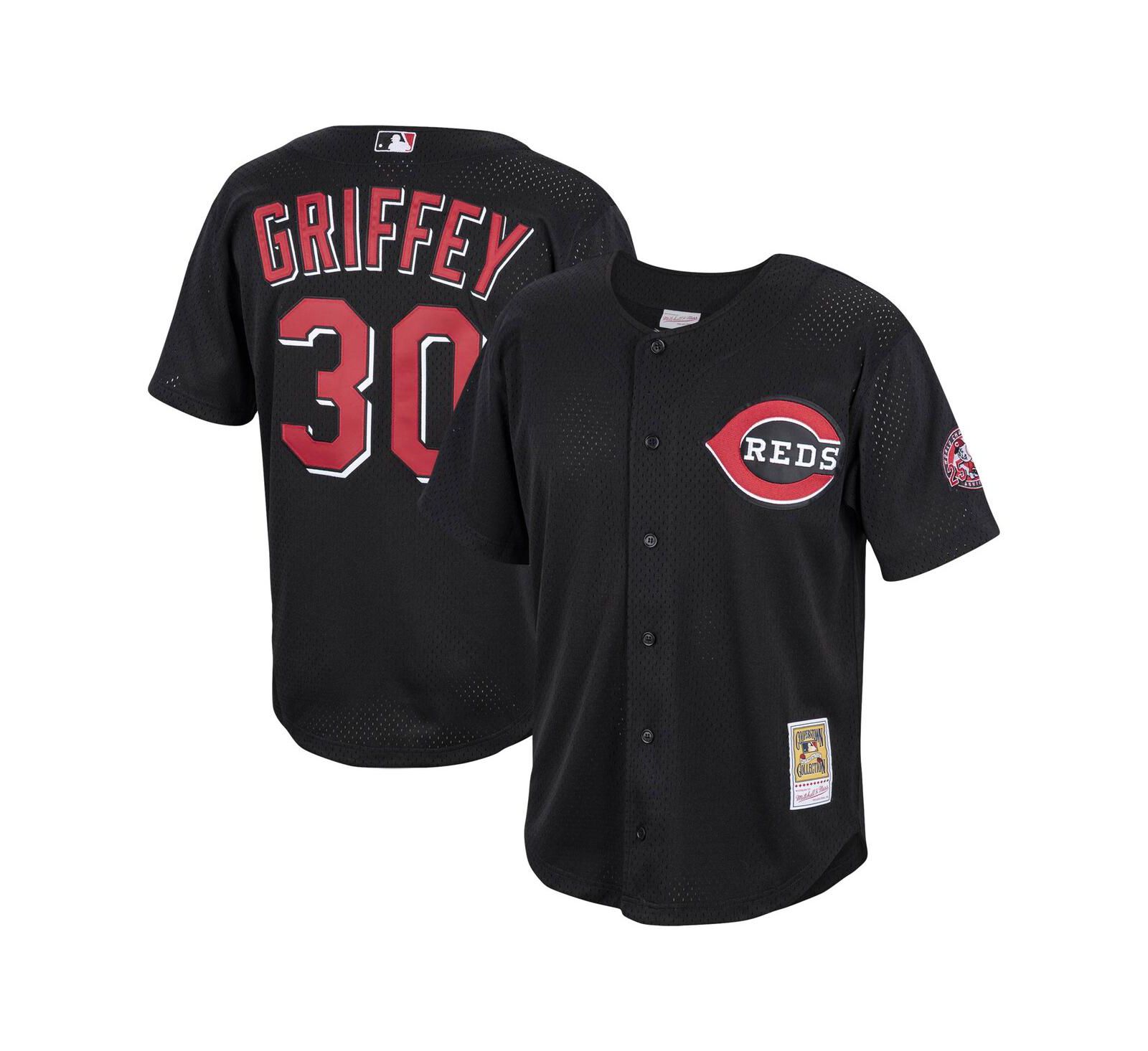 Мужская джерси Mitchell & Ness Ken Griffey Jr. Black Cincinnati Reds Cooperstown Collection Mesh