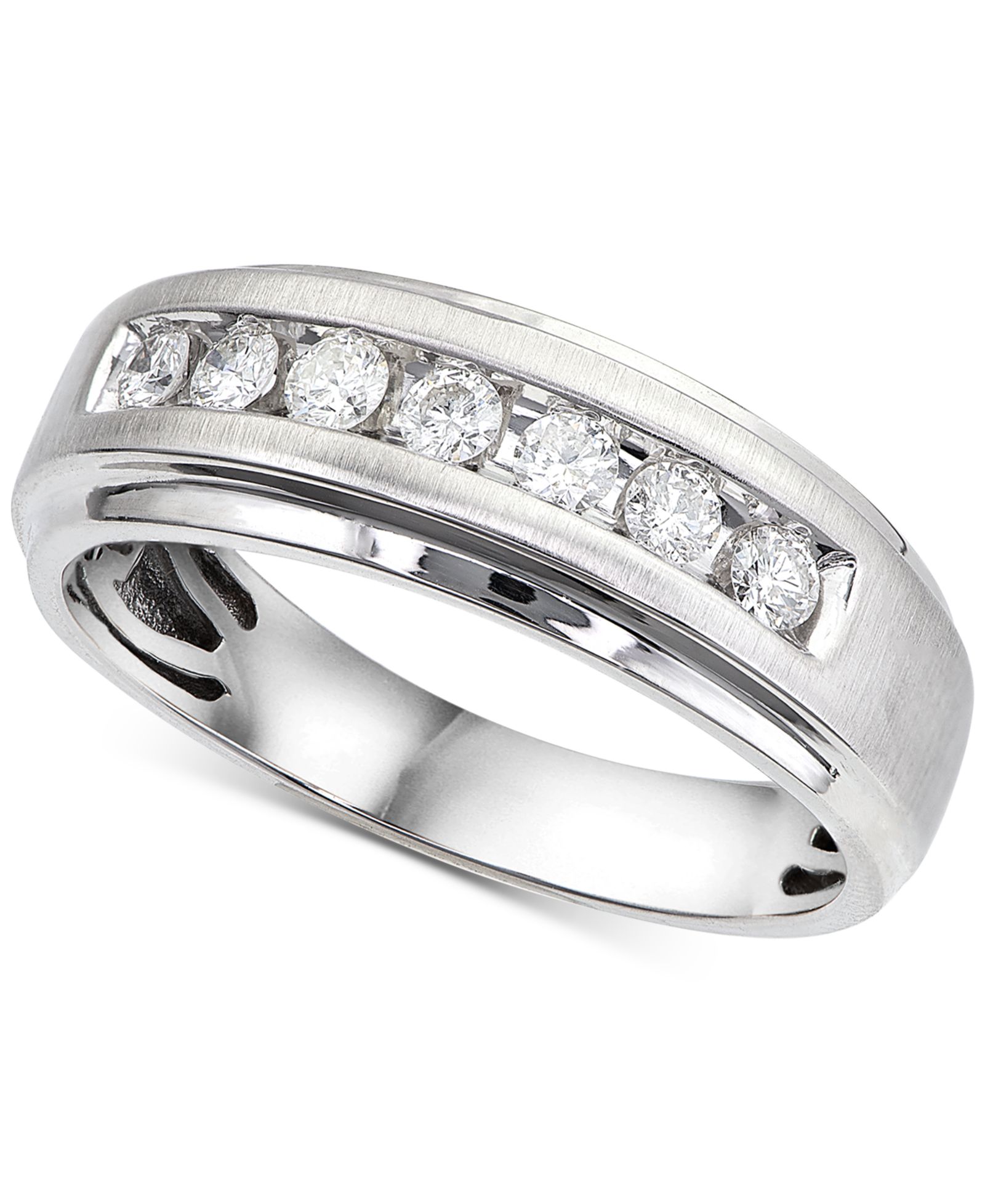 Men's Diamond 7-Stone Wedding Band (1/2 ct. t.w.) in 10k Gold & White Gold