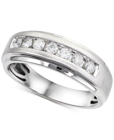 Men's Diamond 7-Stone Wedding Band (1/2 ct. t.w.) in 10k Gold & White Gold
