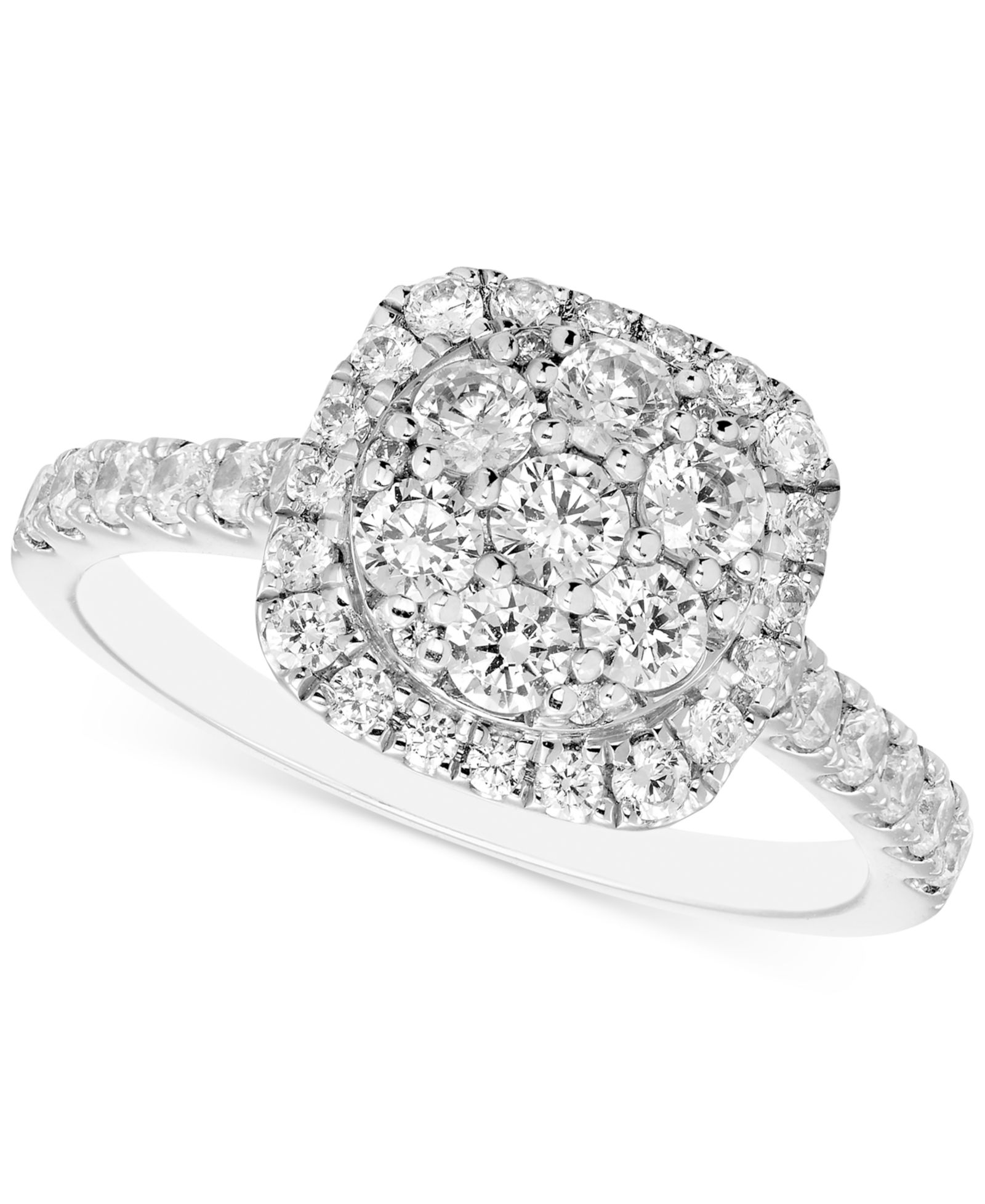 Кольцо с бриллиантовым ореолом (1 ct. t.w.) в белом золоте 14k