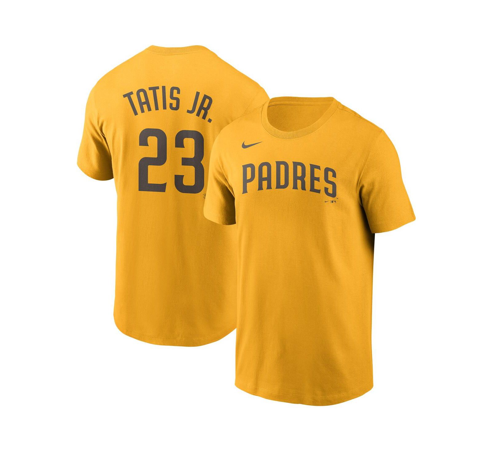 Men's Nike Fernando Tatis Jr. Gold San Diego Padres Name and Number T-shirt