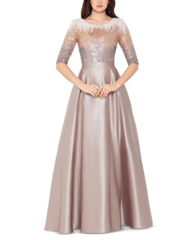 Betsy & Adam Petite Embellished Satin Gown