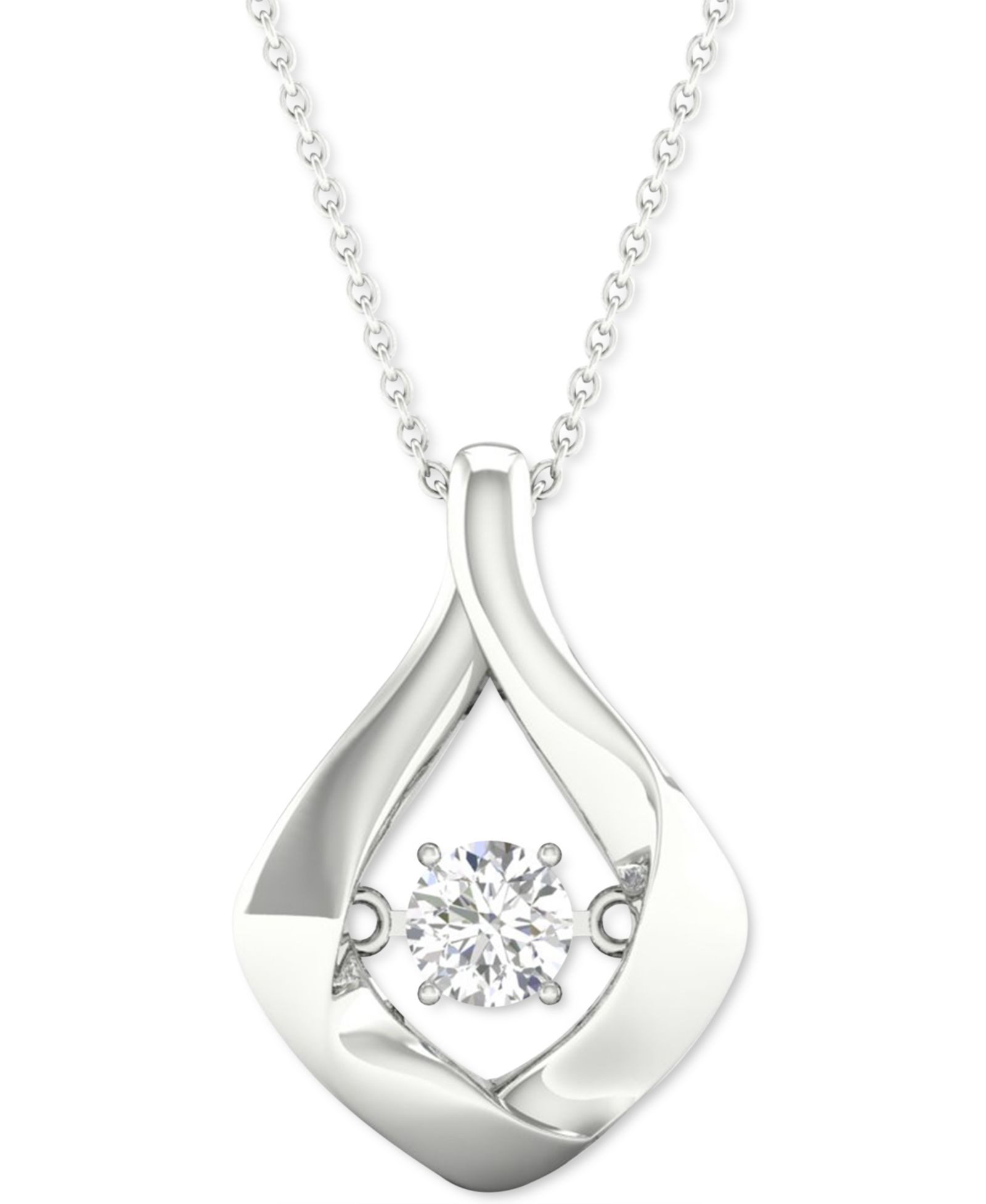 Подвеска ожерелье с бриллиантом-солитером в рамке из бриллиантов Twinkling Diamond Star, 18" из белого золота 10k