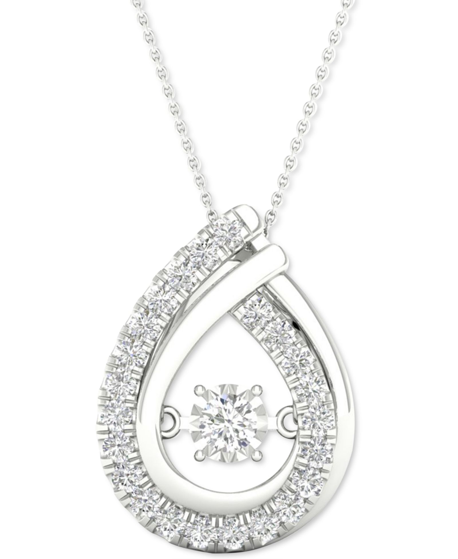 Подвеска-кулон Twinkling Diamond Star с бриллиантовым сиянием, 18" в белом золоте 10k