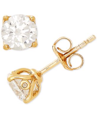 Серьги-гвоздики с лабораторным бриллиантом (1 ct. t.w.), золото 14k