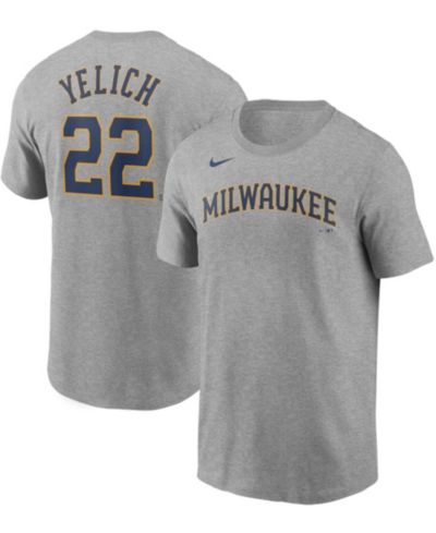 Men's Christian Yelich Gray Milwaukee Brewers Name & Number T-shirt