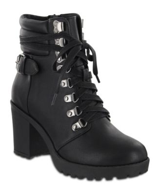 MIA Women's Annamaria Block Heel Lug Sole Biker Boots