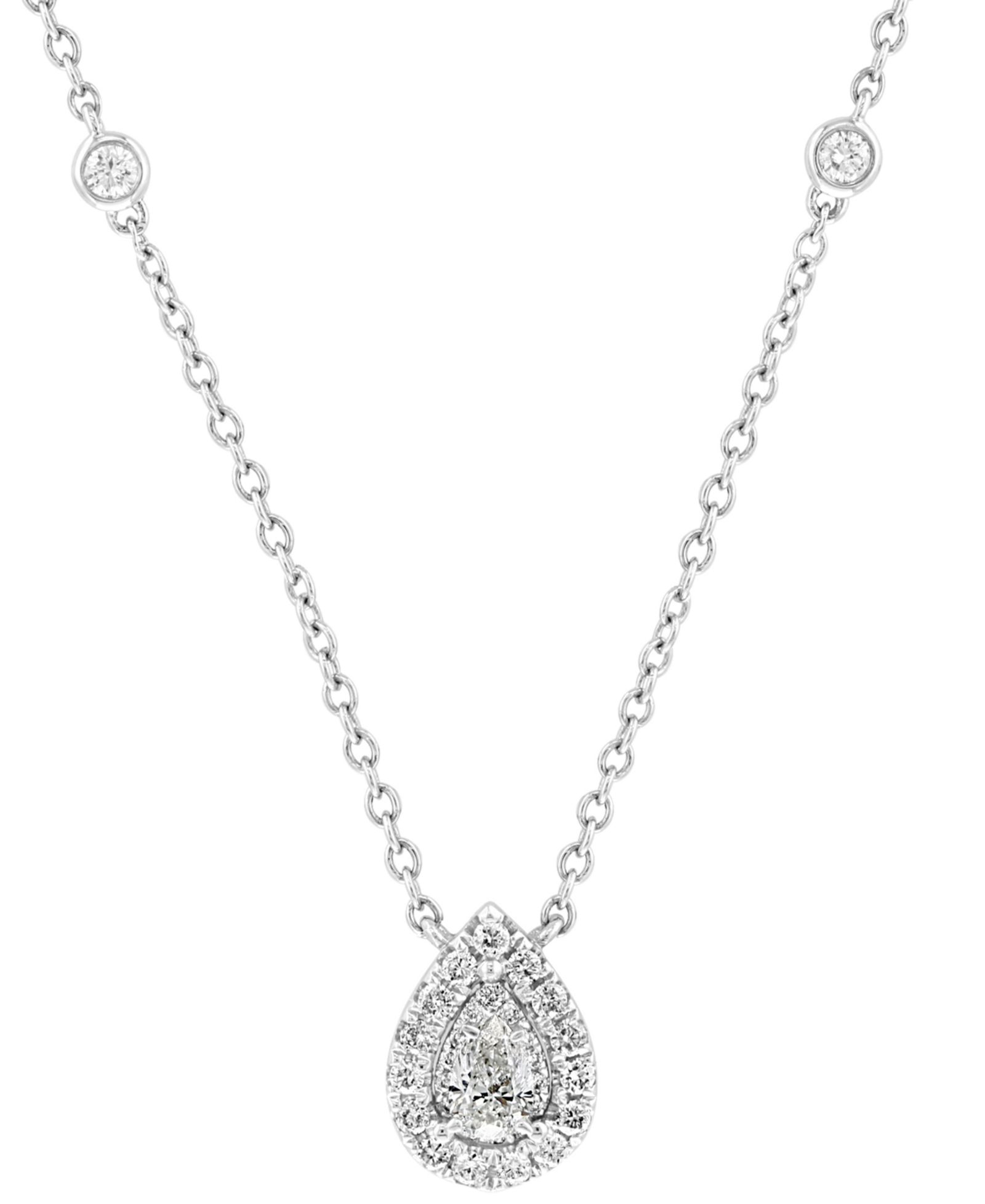 Подвеска EFFY® Diamond Pear Halo 18" в 14k White Gold (3/8 ct. t.w.)